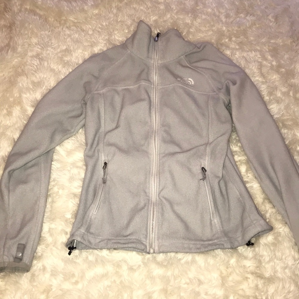 North face white zip up jacket